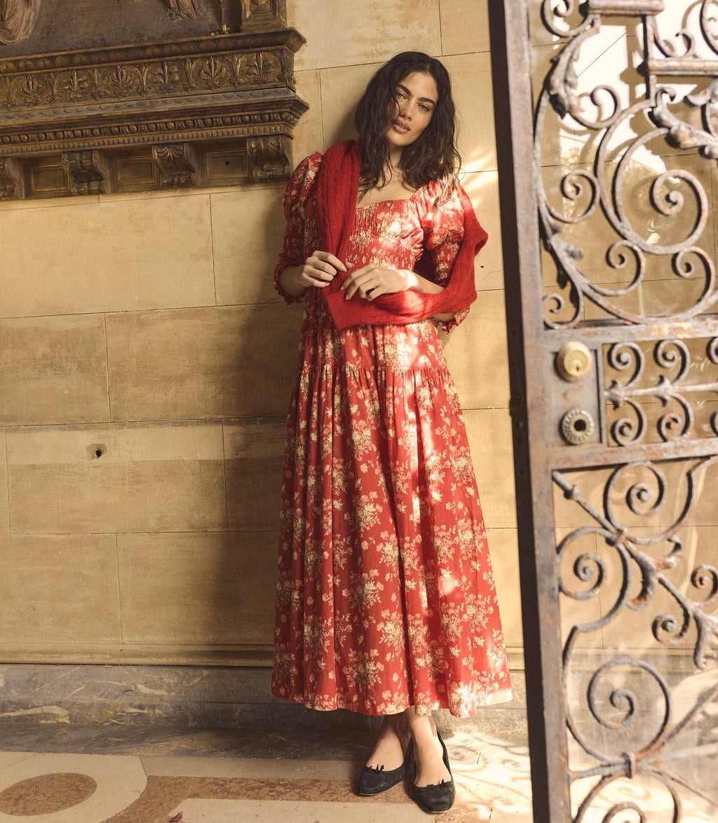 SERAPHINA DRESS -- ROSSO LANTANA FLORAL