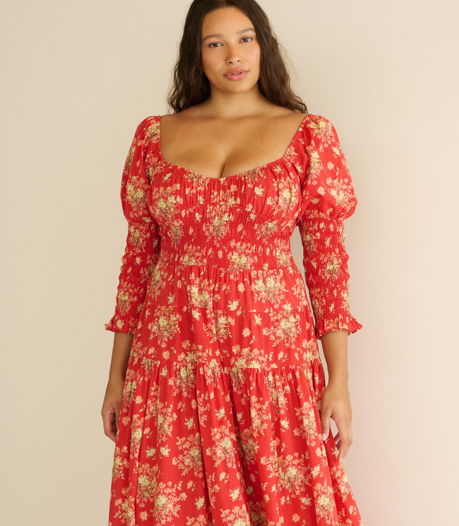 SERAPHINA DRESS -- ROSSO LANTANA FLORAL